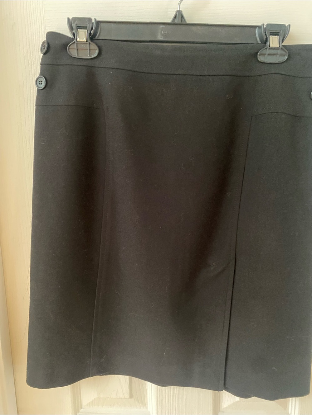 BCBGMaxAzria Black A-Line Skirt with Side Button Detail